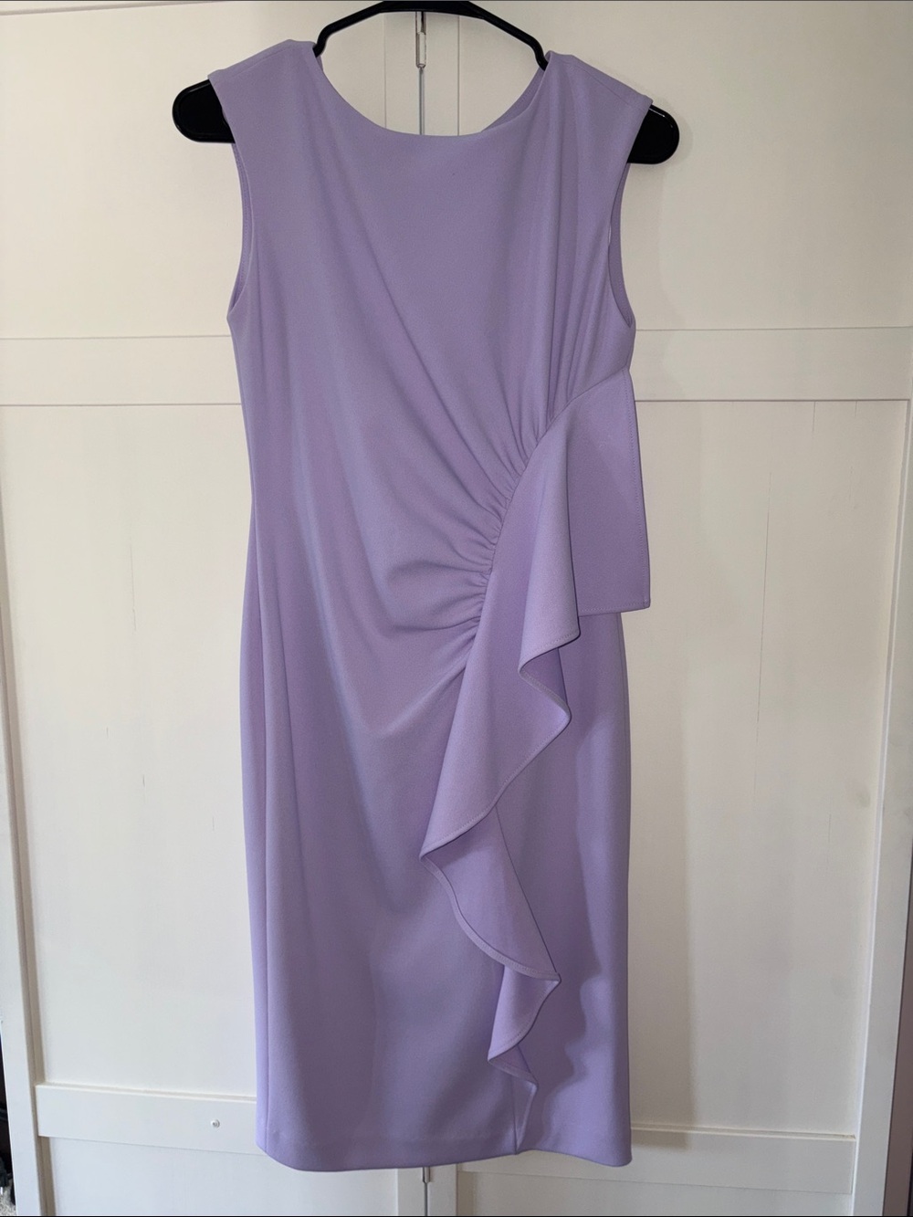 Calvin Klein Lavender Ruffle Sheath Midi Dress